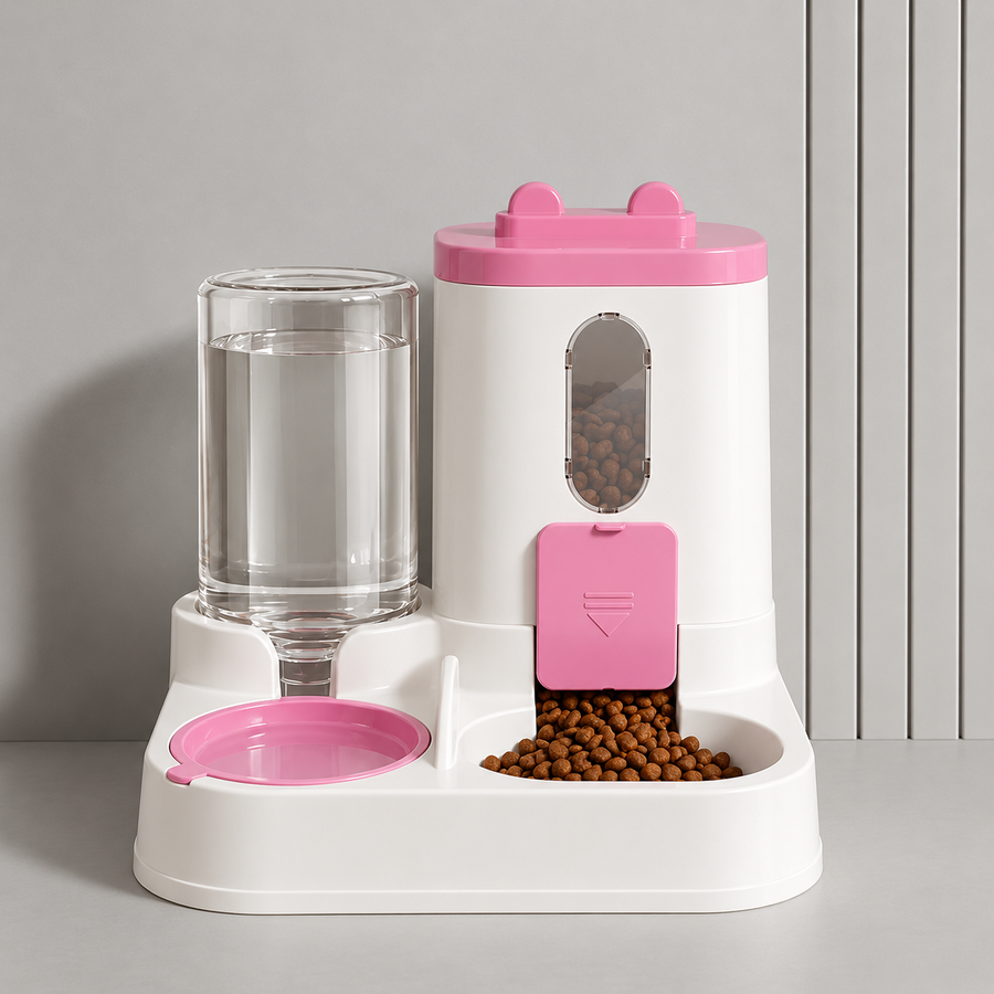 Nordicfall Feeder in pink, gravity feeder and waterer for dogs and cats