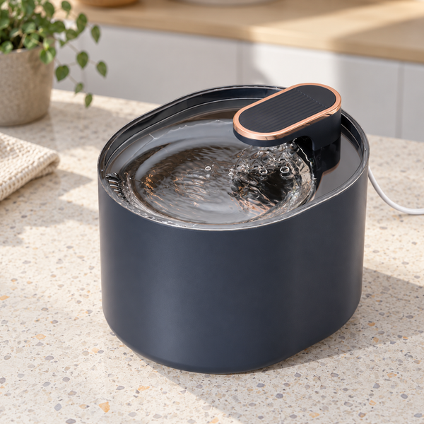 Nordicfall Water Fountain in blue, quiet 3-liter pet water fountain on a kitchen counter