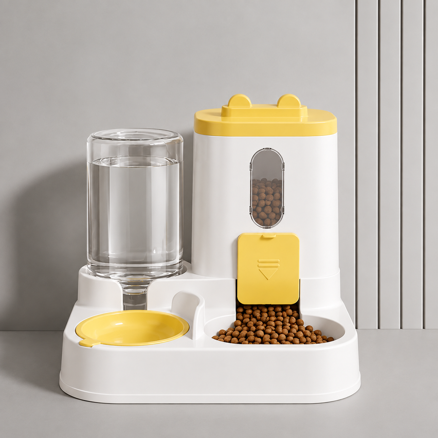 Nordicfall Feeder in yellow, gravity feeder and waterer for dogs and cats